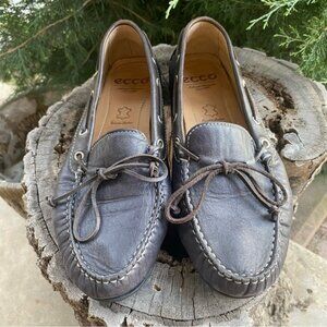 ECCO Womens Size 41 US 10-10.5 Brown Leather Flat Driving Shoe Boat Shoe Loafer